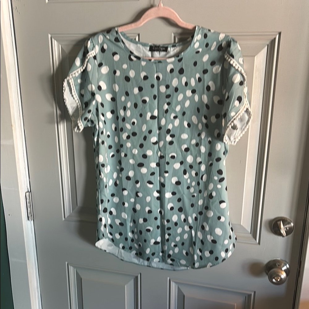 Polka Dot Women's Top - Green and White
